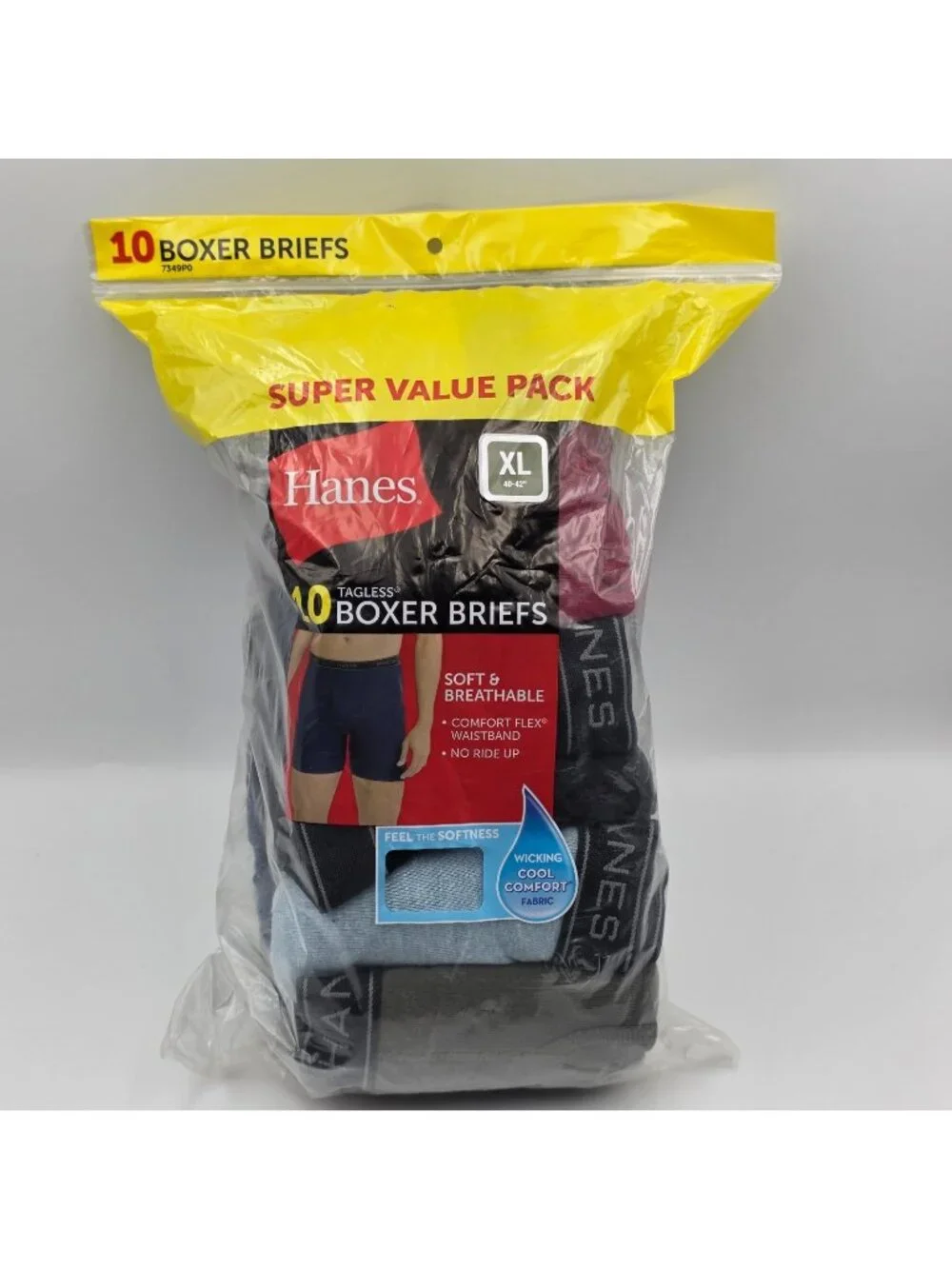 Hanes Men's XL Boxer Briefs 10-Pack Tagless Comfort Flex Multi Color New